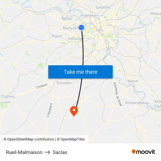 Rueil-Malmaison to Saclas map