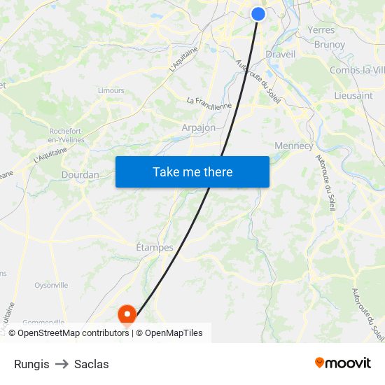 Rungis to Saclas map
