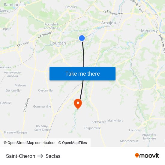 Saint-Cheron to Saclas map