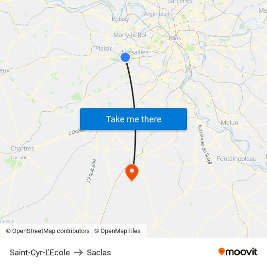 Saint-Cyr-L'Ecole to Saclas map