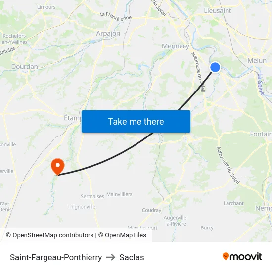 Saint-Fargeau-Ponthierry to Saclas map