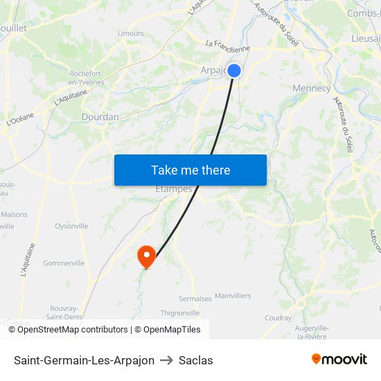 Saint-Germain-Les-Arpajon to Saclas map