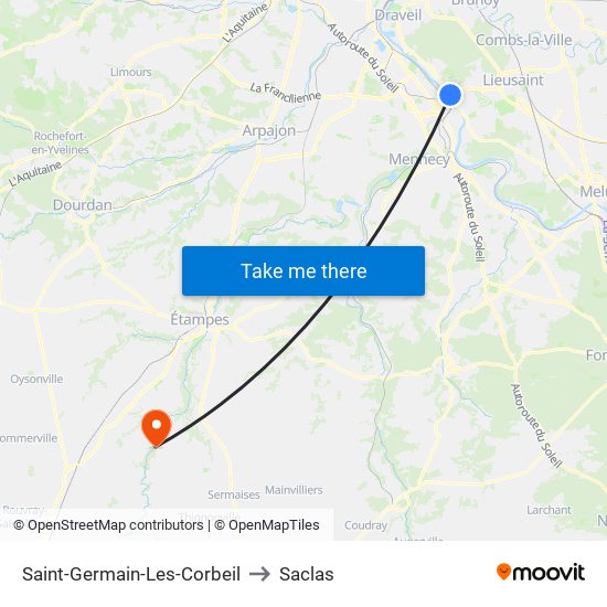 Saint-Germain-Les-Corbeil to Saclas map