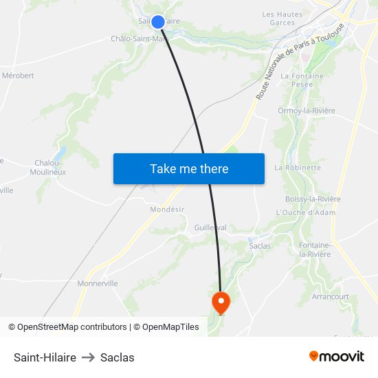 Saint-Hilaire to Saclas map