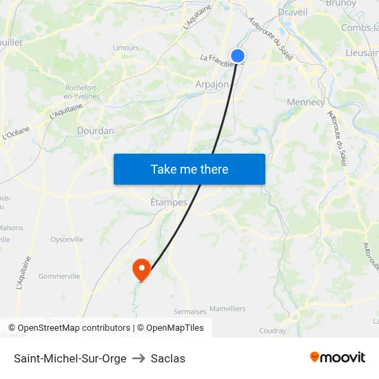 Saint-Michel-Sur-Orge to Saclas map