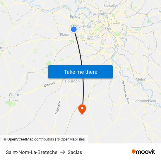 Saint-Nom-La-Breteche to Saclas map