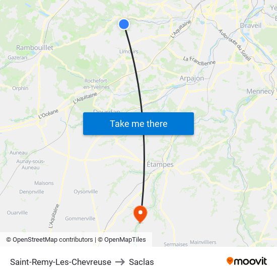 Saint-Remy-Les-Chevreuse to Saclas map