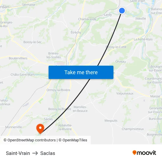 Saint-Vrain to Saclas map