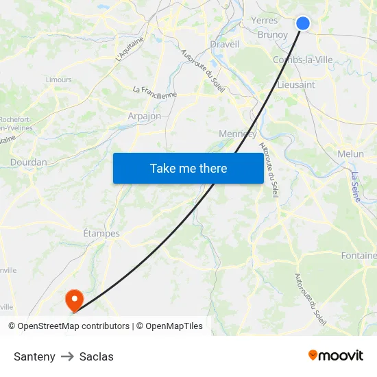 Santeny to Saclas map