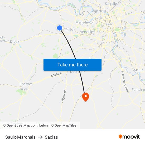 Saulx-Marchais to Saclas map