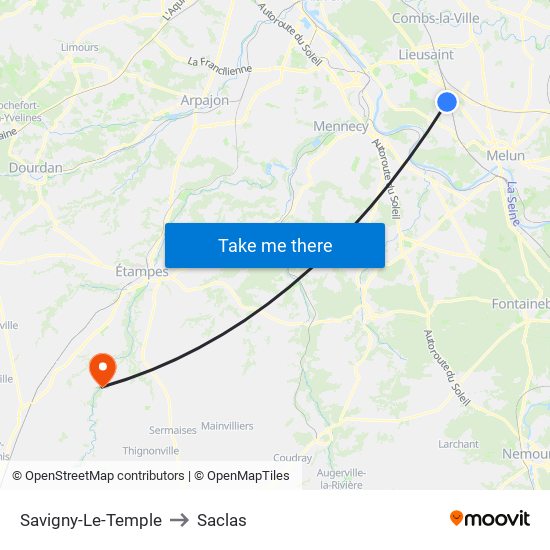 Savigny-Le-Temple to Saclas map