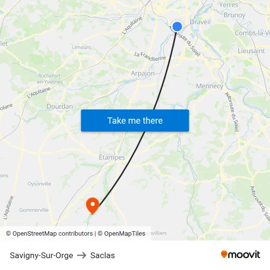 Savigny-Sur-Orge to Saclas map