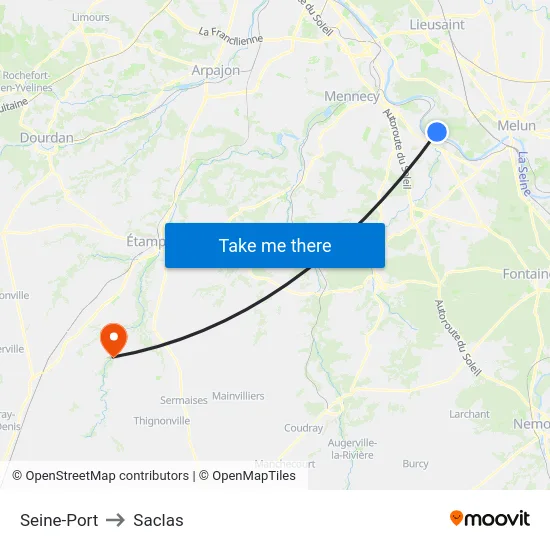 Seine-Port to Saclas map
