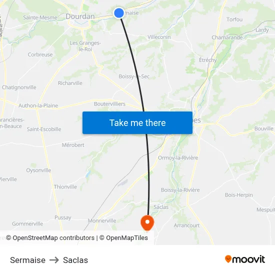 Sermaise to Saclas map