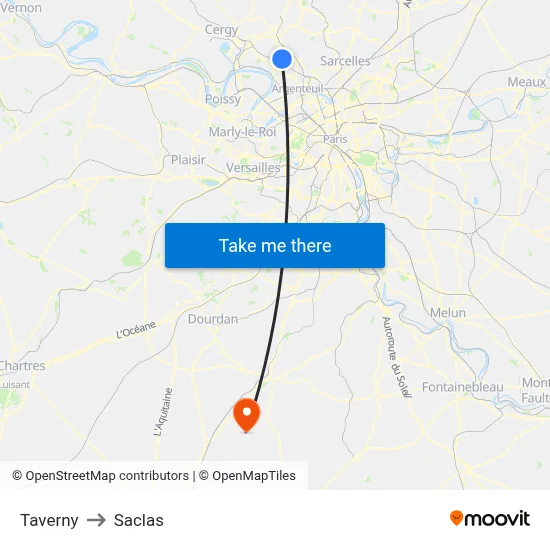 Taverny to Saclas map