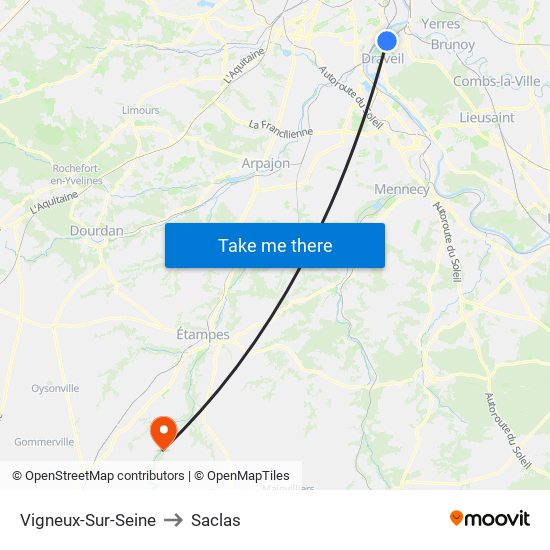 Vigneux-Sur-Seine to Saclas map