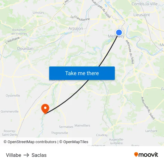 Villabe to Saclas map