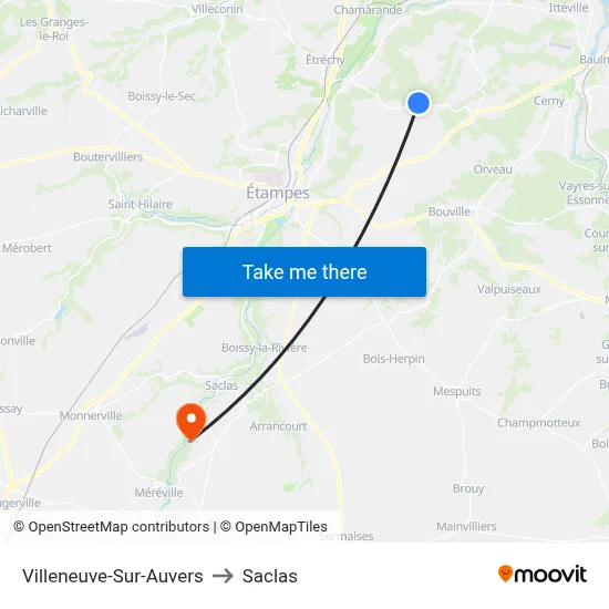 Villeneuve-Sur-Auvers to Saclas map