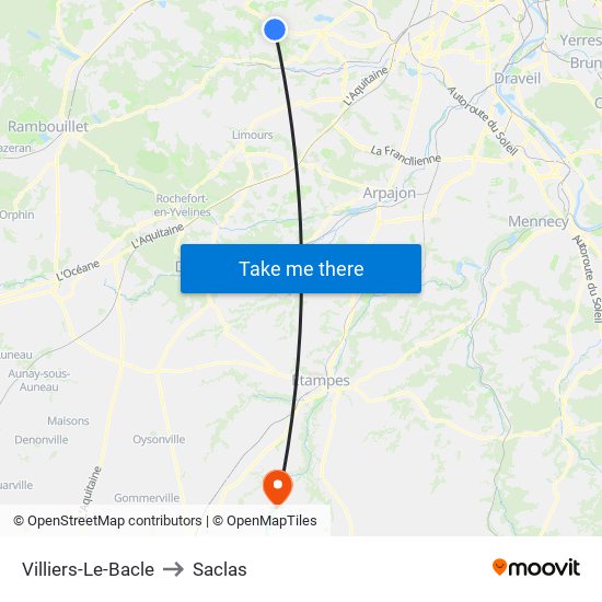 Villiers-Le-Bacle to Saclas map