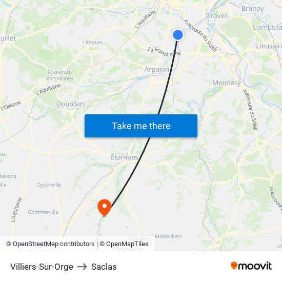 Villiers-Sur-Orge to Saclas map