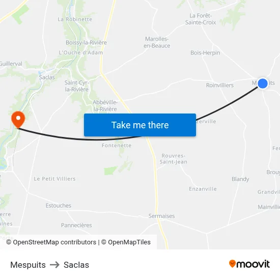 Mespuits to Saclas map