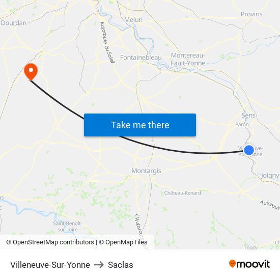 Villeneuve-Sur-Yonne to Saclas map