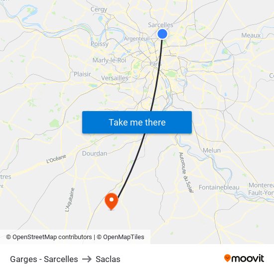 Garges - Sarcelles to Saclas map