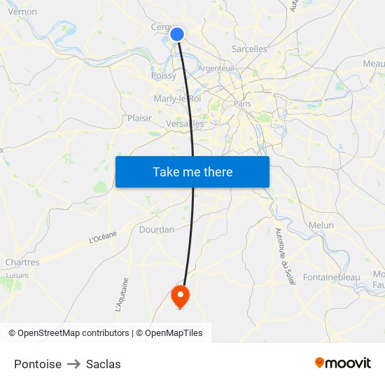 Pontoise to Saclas map