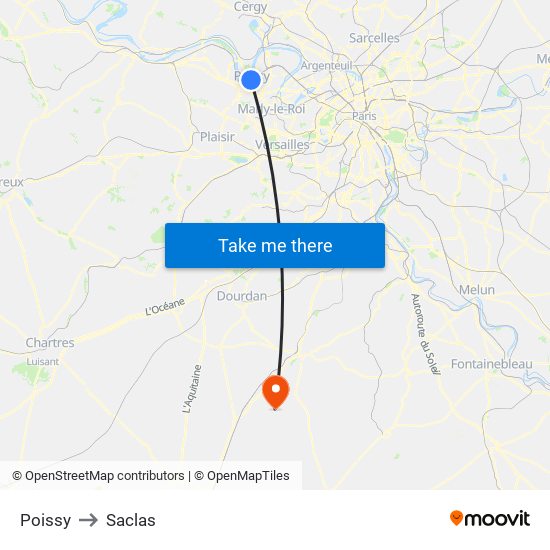 Poissy to Saclas map