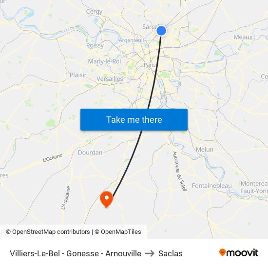 Villiers-Le-Bel - Gonesse - Arnouville to Saclas map