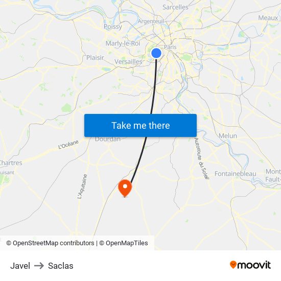 Javel to Saclas map