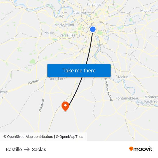 Bastille to Saclas map