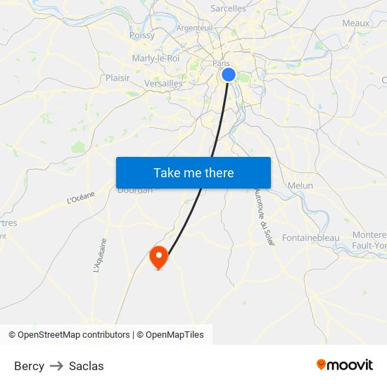 Bercy to Saclas map
