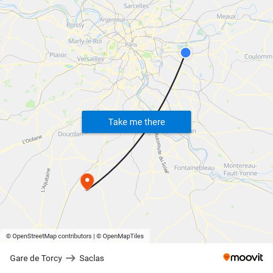 Gare de Torcy to Saclas map