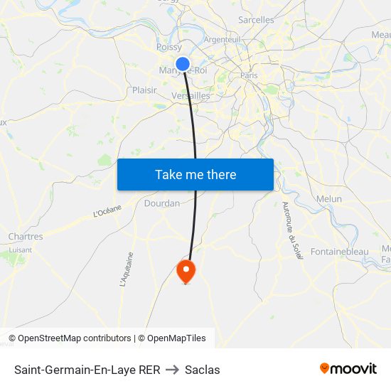 Saint-Germain-En-Laye RER to Saclas map