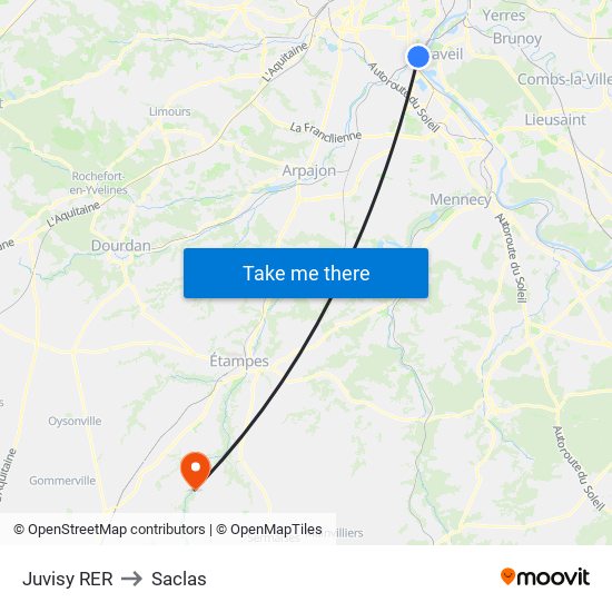 Juvisy RER to Saclas map