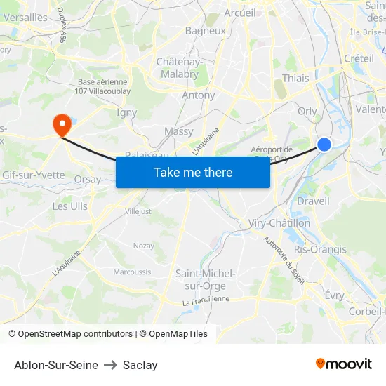 Ablon-Sur-Seine to Saclay map