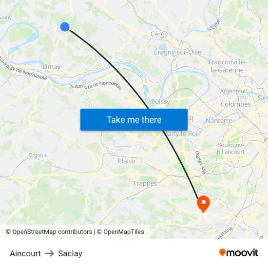 Aincourt to Saclay map