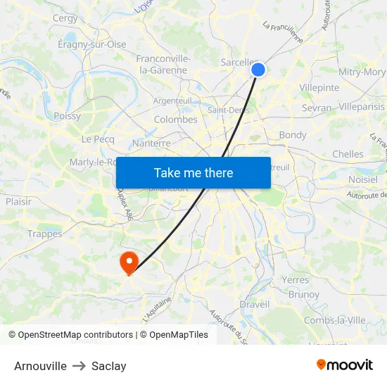 Arnouville to Saclay map