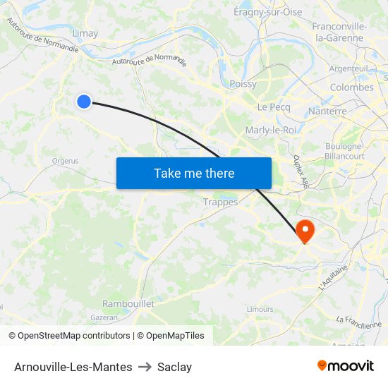 Arnouville-Les-Mantes to Saclay map