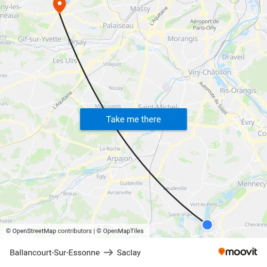 Ballancourt-Sur-Essonne to Saclay map