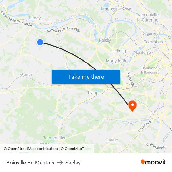 Boinville-En-Mantois to Saclay map