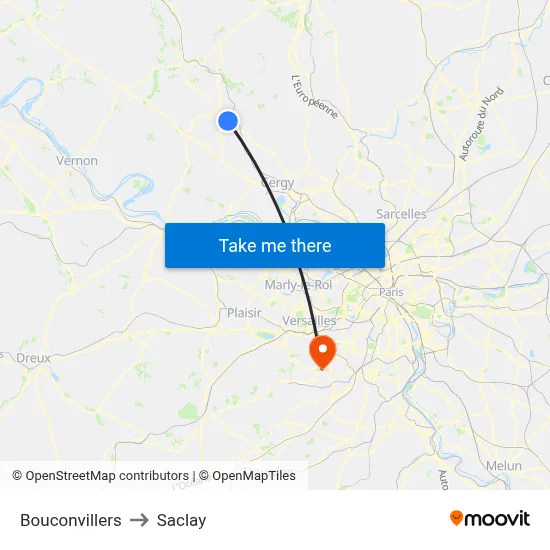 Bouconvillers to Saclay map