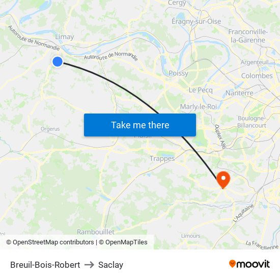 Breuil-Bois-Robert to Saclay map