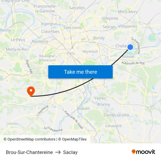 Brou-Sur-Chantereine to Saclay map
