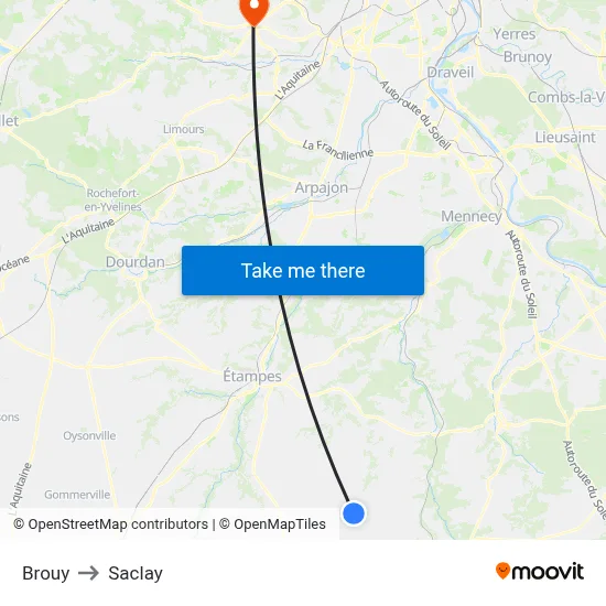 Brouy to Saclay map