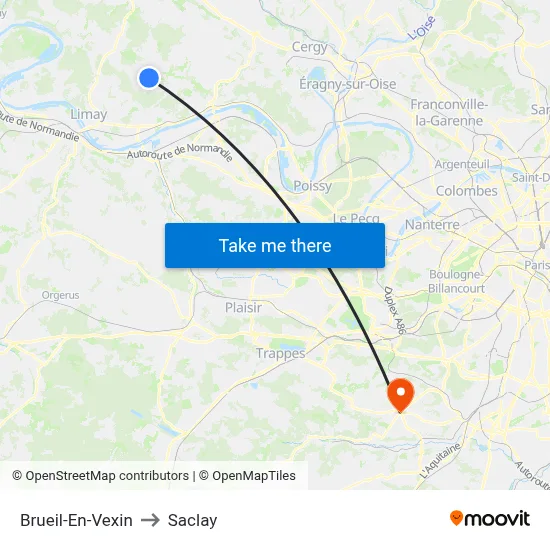 Brueil-En-Vexin to Saclay map