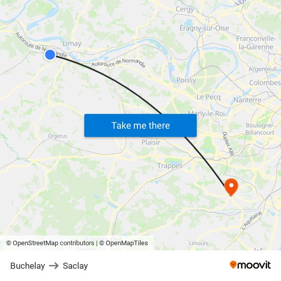 Buchelay to Saclay map