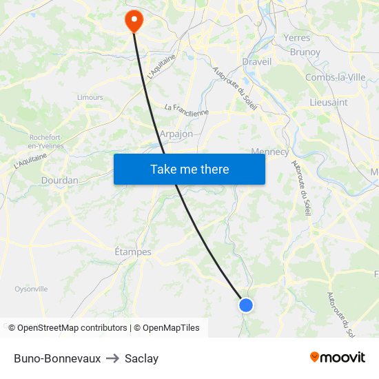 Buno-Bonnevaux to Saclay map