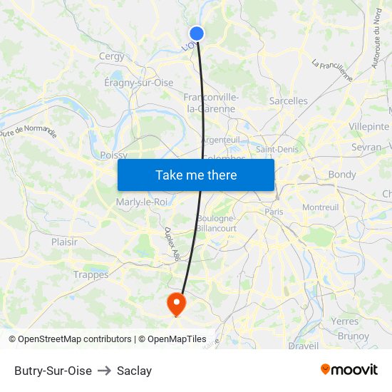 Butry-Sur-Oise to Saclay map